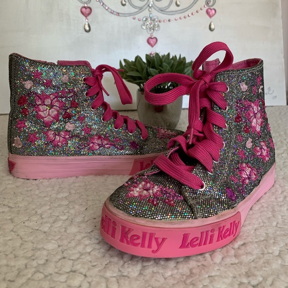 Lelli Kelly pink and silver high tops - Picture 1 of 16